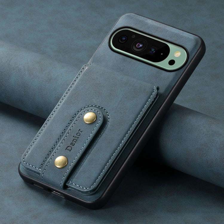For Google Pixel 9 Denior D14 NK Retro Pattern MagSafe Magnetic Card Holder Leather Phone Case(Blue)