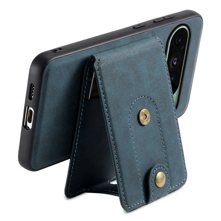 For Google Pixel 9 Denior D14 NK Retro Pattern MagSafe Magnetic Card Holder Leather Phone Case(Blue)