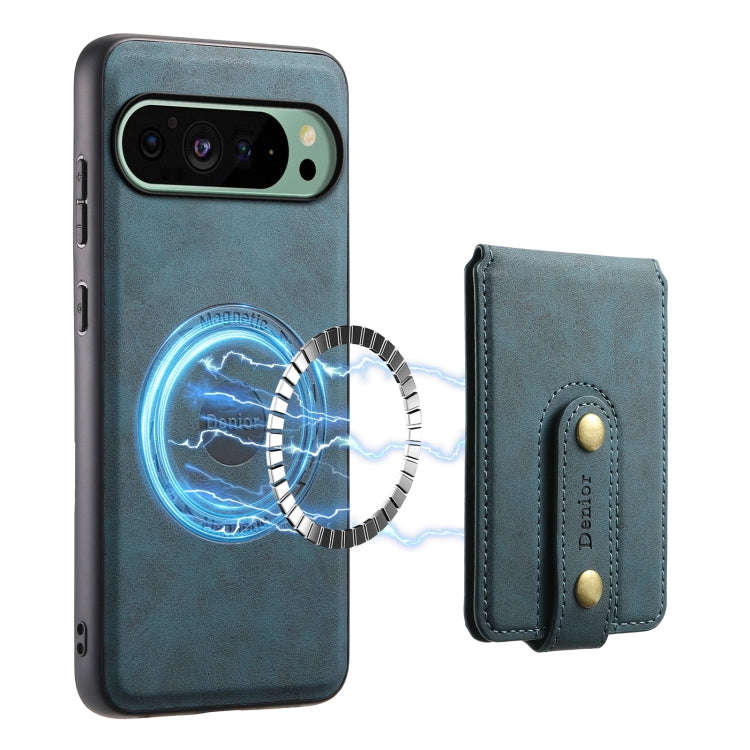 For Google Pixel 9 Denior D14 NK Retro Pattern MagSafe Magnetic Card Holder Leather Phone Case(Blue)