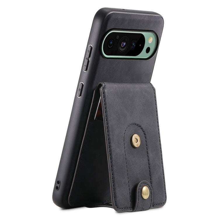 For Google Pixel 9 Denior D14 NK Retro Pattern MagSafe Magnetic Card Holder Leather Phone Case(Bl...