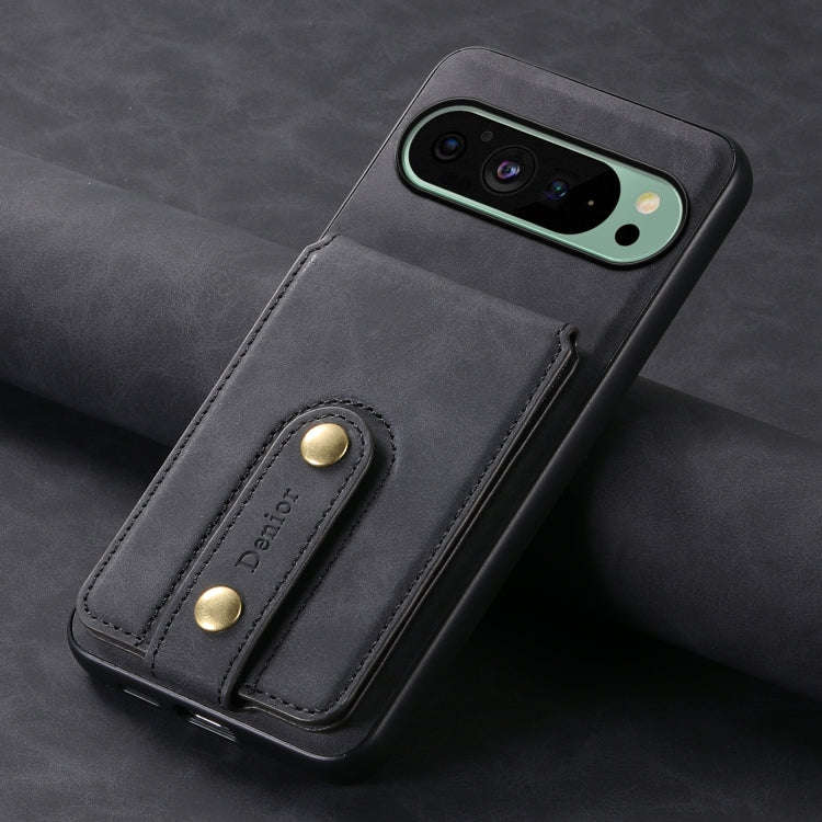 For Google Pixel 9 Denior D14 NK Retro Pattern MagSafe Magnetic Card Holder Leather Phone Case(Bl...