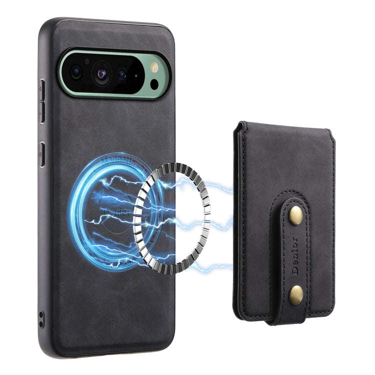 For Google Pixel 9 Denior D14 NK Retro Pattern MagSafe Magnetic Card Holder Leather Phone Case(Bl...