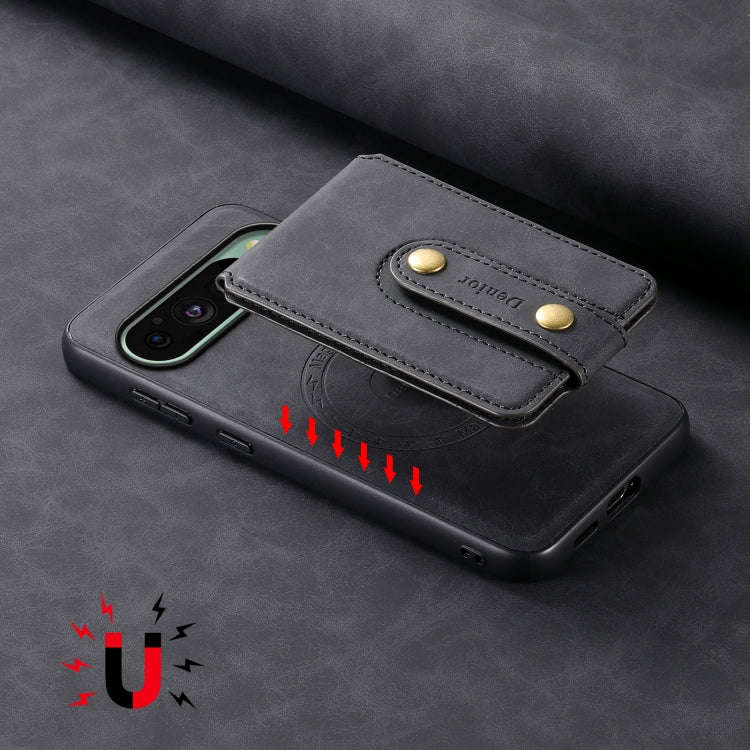 For Google Pixel 9 Denior D14 NK Retro Pattern MagSafe Magnetic Card Holder Leather Phone Case(Bl...