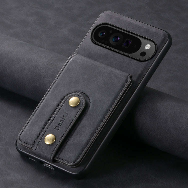 For Google Pixel 9 Pro Denior D14 NK Retro Pattern MagSafe Magnetic Card Holder Leather Phone Cas...