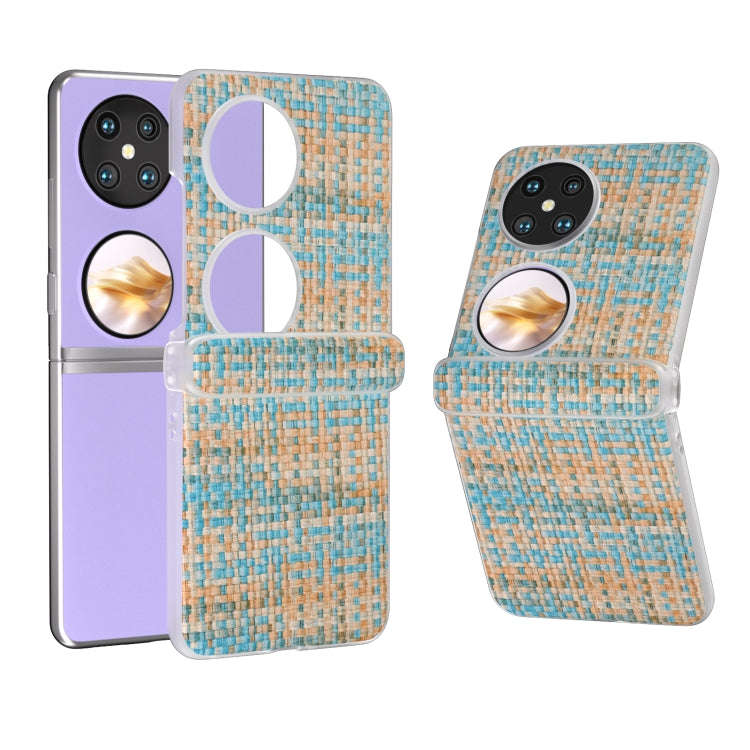 For Huawei Pocket 2 3 in 1 Colorful Rhombic Texture Frosted Translucent Frame PU Phone Case(Blue)