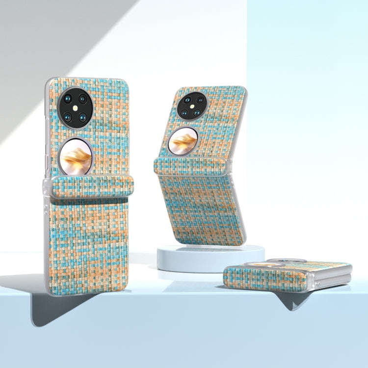 For Huawei Pocket 2 3 in 1 Colorful Rhombic Texture Frosted Translucent Frame PU Phone Case(Blue)