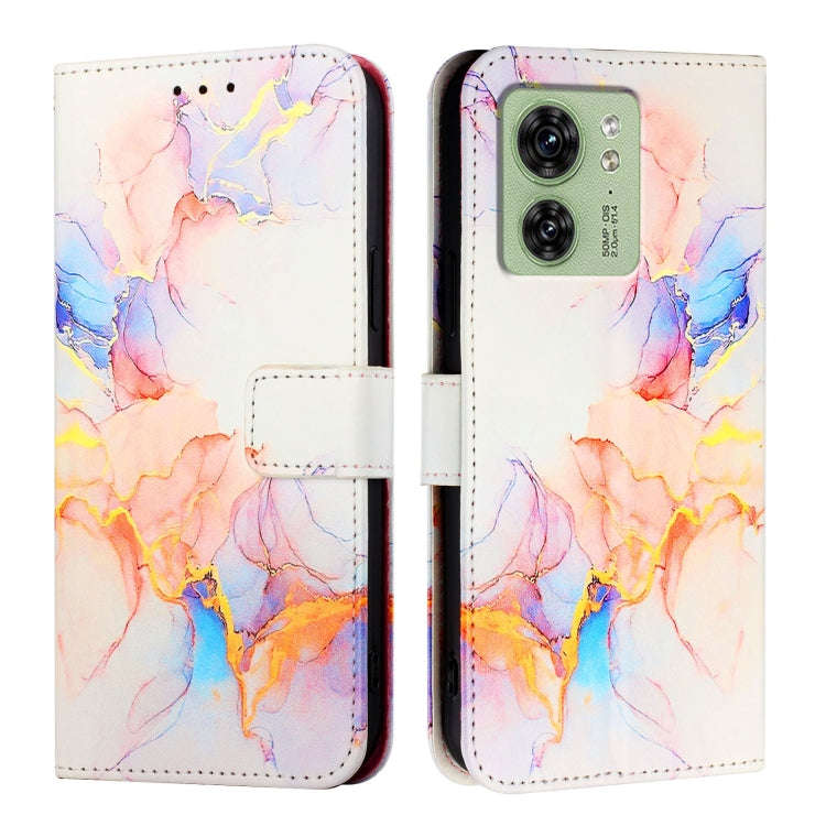For Motorola Edge 40 5G Global PT003 Marble Pattern Flip Leather Phone Case(Galaxy Marble White)