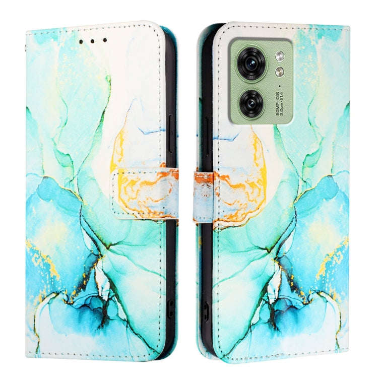 For Motorola Edge 2023 North America PT003 Marble Pattern Flip Leather Phone Case(Green)