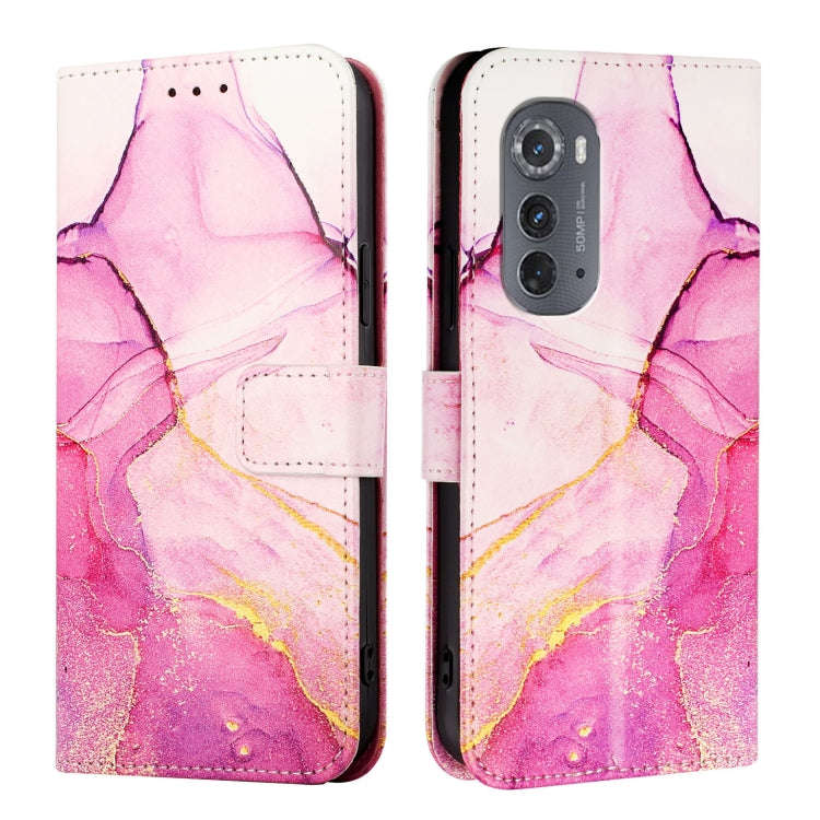 For Motorola Edge 2022 / Edge 5G UW 2022 PT003 Marble Pattern Flip Leather Phone Case(Pink Purple...