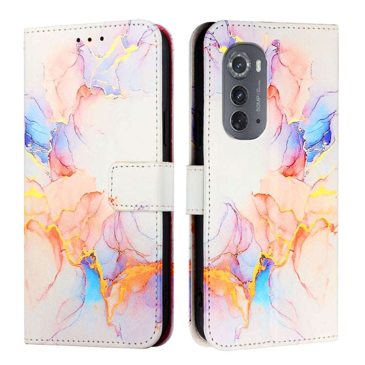 For Motorola Edge 2022 / Edge 5G UW 2022 PT003 Marble Pattern Flip Leather Phone Case(Galaxy Marb...