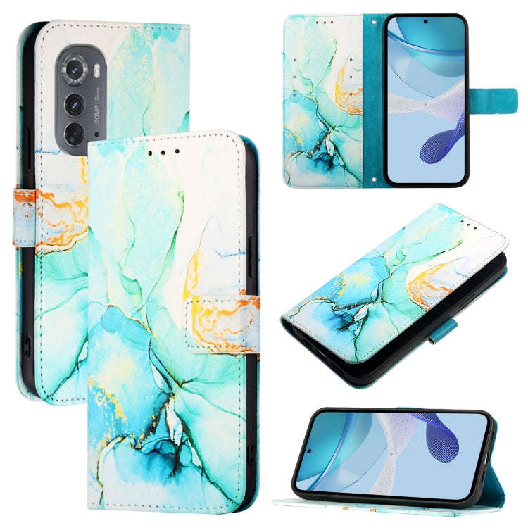 For Motorola Edge 2022 / Edge 5G UW 2022 PT003 Marble Pattern Flip Leather Phone Case(Green)