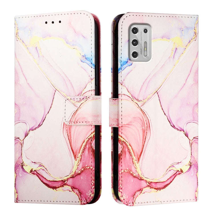For Motorola Moto G Stylus 2021 4G PT003 Marble Pattern Flip Leather Phone Case(Rose Gold)