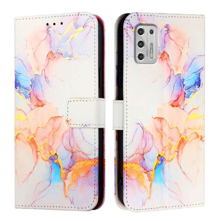 For Motorola Moto G Stylus 2021 4G PT003 Marble Pattern Flip Leather Phone Case(Galaxy Marble White)