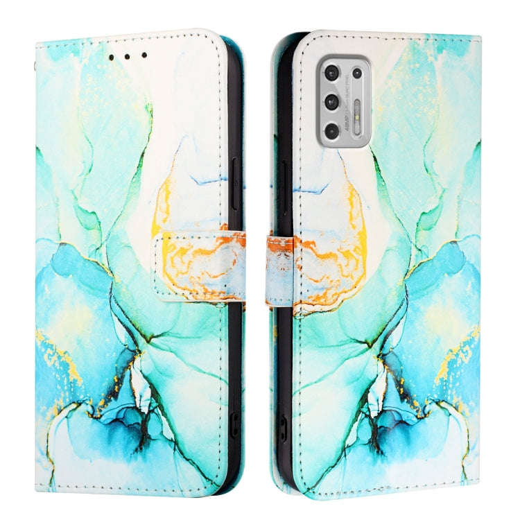 For Motorola Moto G Stylus 2021 4G PT003 Marble Pattern Flip Leather Phone Case(Green)