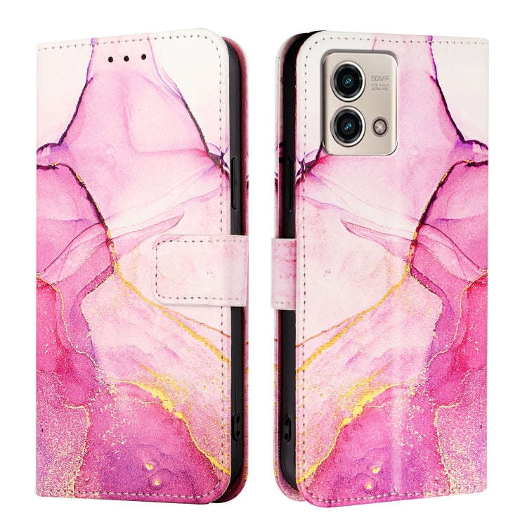 For Motorola Moto G Stylus 2023 4G PT003 Marble Pattern Flip Leather Phone Case(Pink Purple Gold)