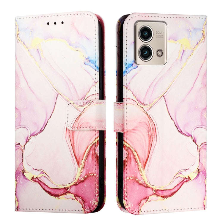 For Motorola Moto G Stylus 2023 4G PT003 Marble Pattern Flip Leather Phone Case(Rose Gold)