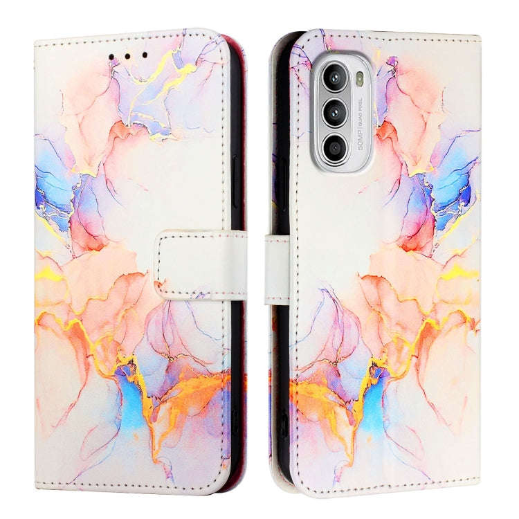 For Motorola Moto G52 / G82 / G71s PT003 Marble Pattern Flip Leather Phone Case(Galaxy Marble White)