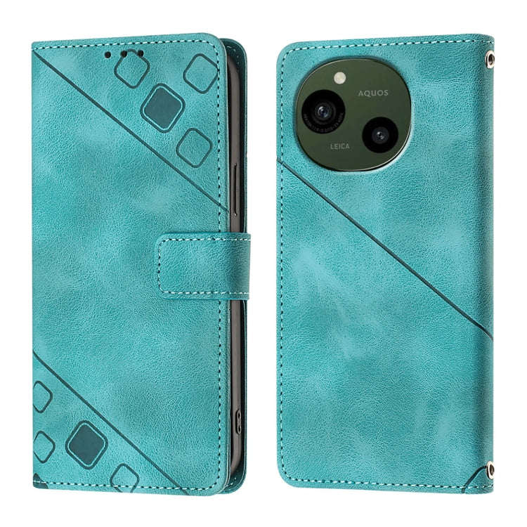For Sharp Aquos R9 Skin Feel Embossed Leather Phone Case(Green)