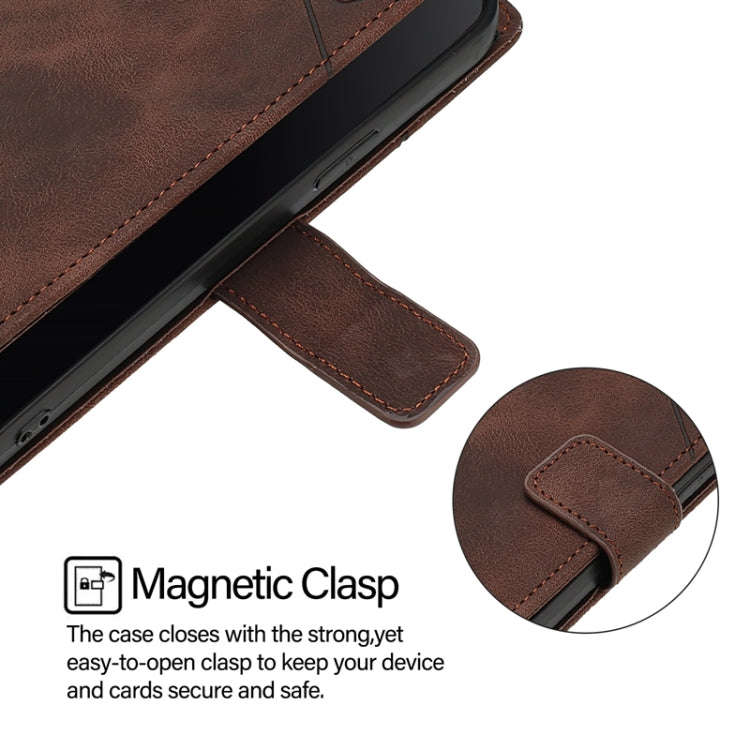 For Sharp Aquos R9 Skin Feel Embossed Leather Phone Case(Brown)