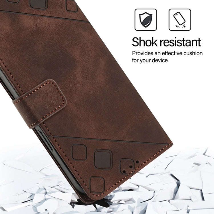 For Sharp Aquos R9 Skin Feel Embossed Leather Phone Case(Brown)