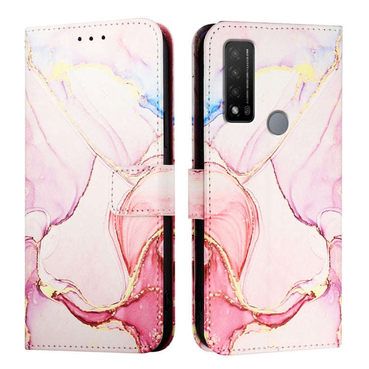 For TCL 20R 5G PT003 Marble Pattern Flip Leather Phone Case(Rose Gold)