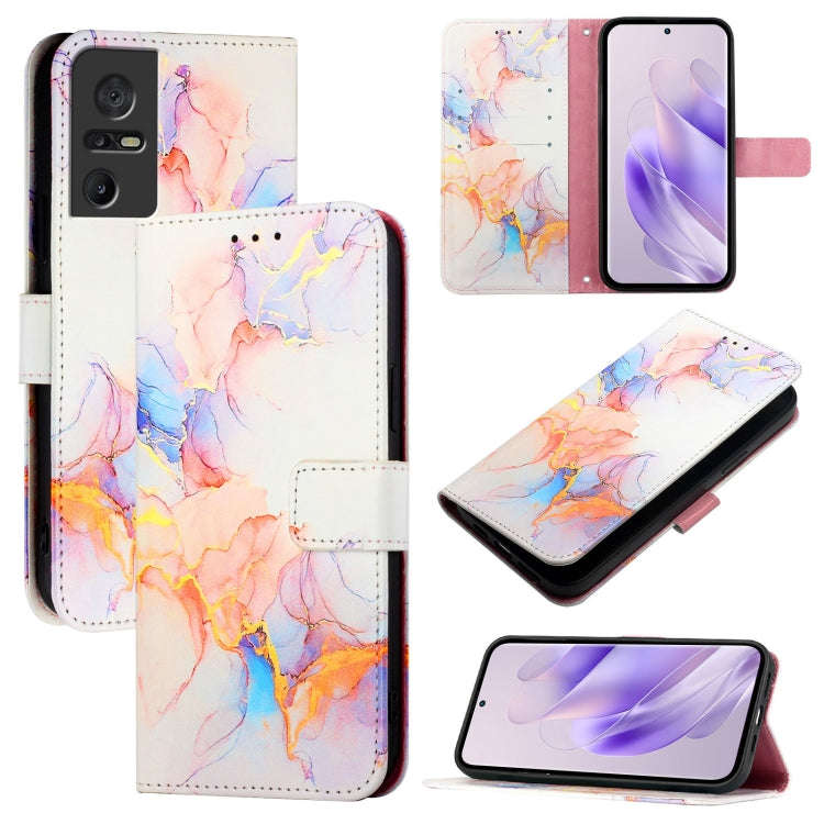 For TCL 40 SE PT003 Marble Pattern Flip Leather Phone Case(Galaxy Marble White)