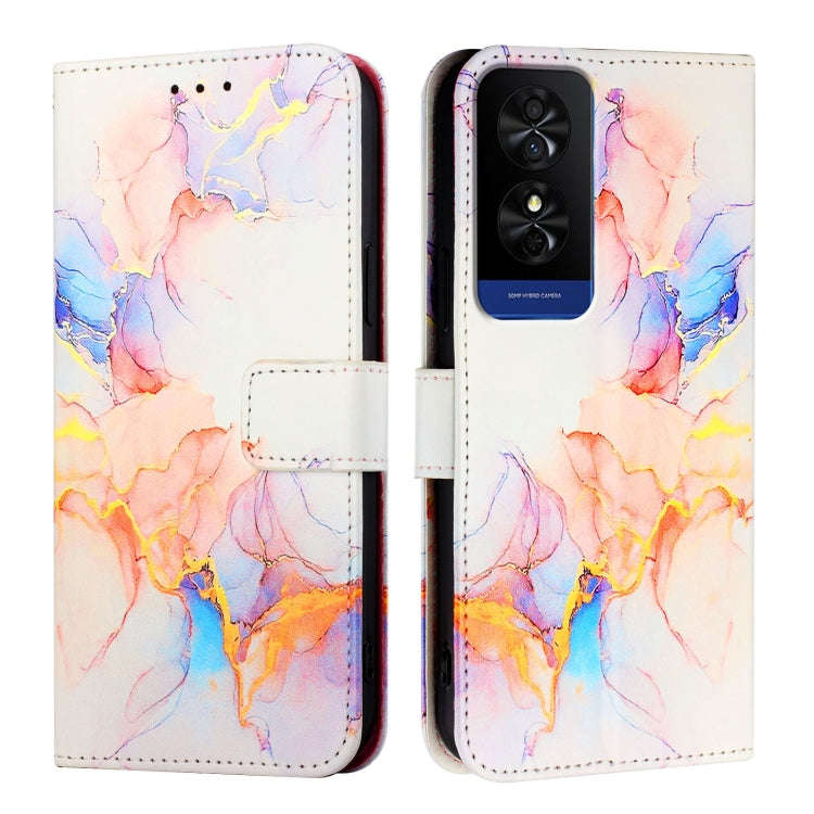 For TCL 50 5G PT003 Marble Pattern Flip Leather Phone Case(Galaxy Marble White)
