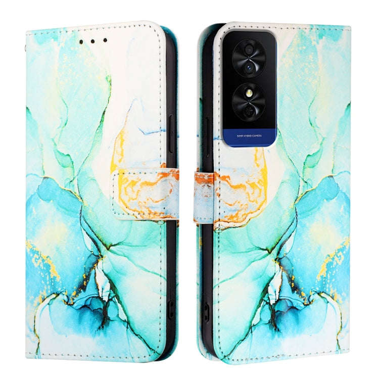 For TCL 50 5G PT003 Marble Pattern Flip Leather Phone Case(Green)