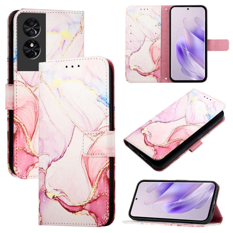 For TCL 50 SE PT003 Marble Pattern Flip Leather Phone Case(Rose Gold)