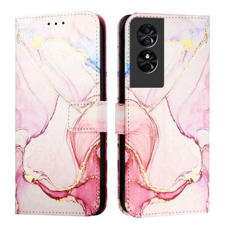 For TCL 50 SE PT003 Marble Pattern Flip Leather Phone Case(Rose Gold)