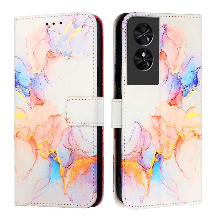 For TCL 50 SE PT003 Marble Pattern Flip Leather Phone Case(Galaxy Marble White)