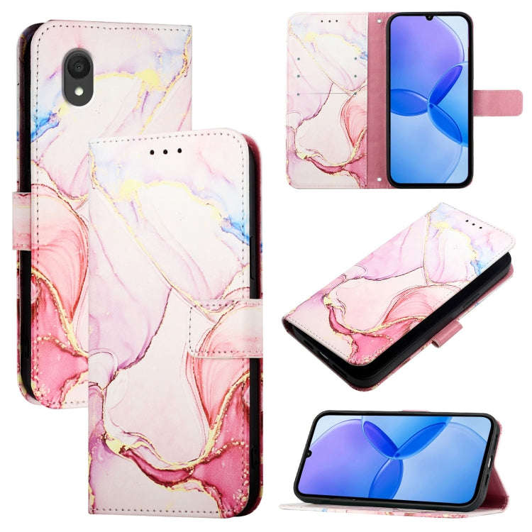 For TCL 201 PT003 Marble Pattern Flip Leather Phone Case(Rose Gold)