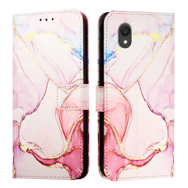 For TCL 201 PT003 Marble Pattern Flip Leather Phone Case(Rose Gold)