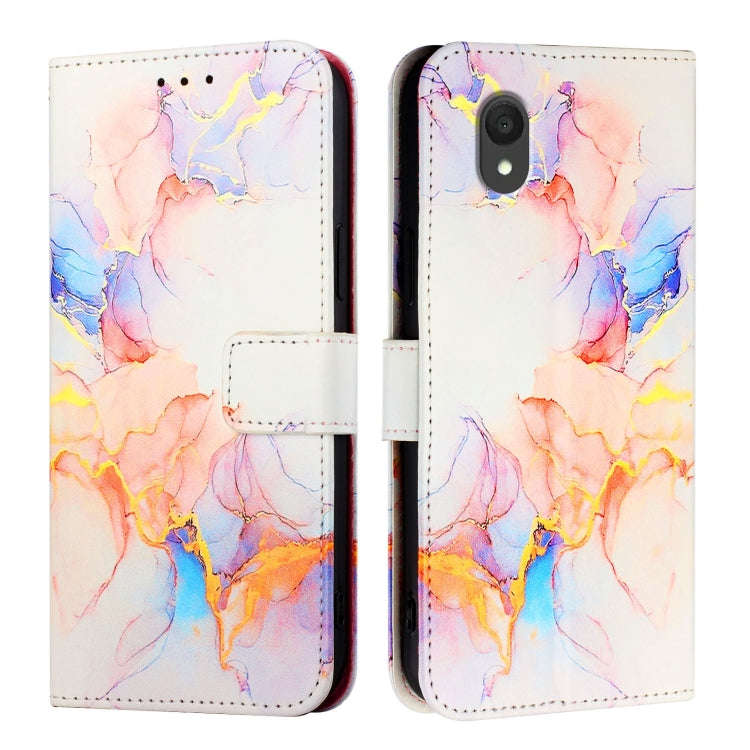 For TCL 201 PT003 Marble Pattern Flip Leather Phone Case(Galaxy Marble White)