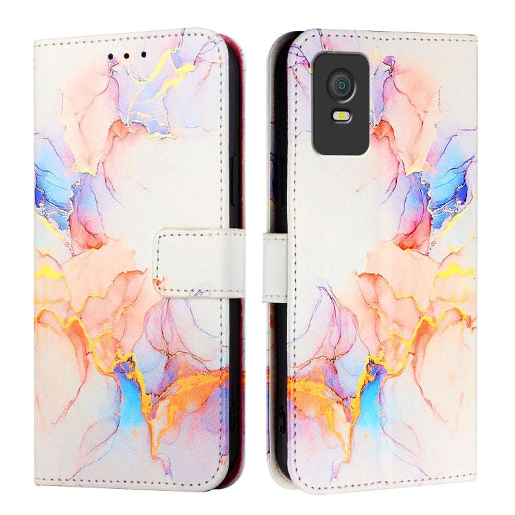 For TCL 403 PT003 Marble Pattern Flip Leather Phone Case(Galaxy Marble White)