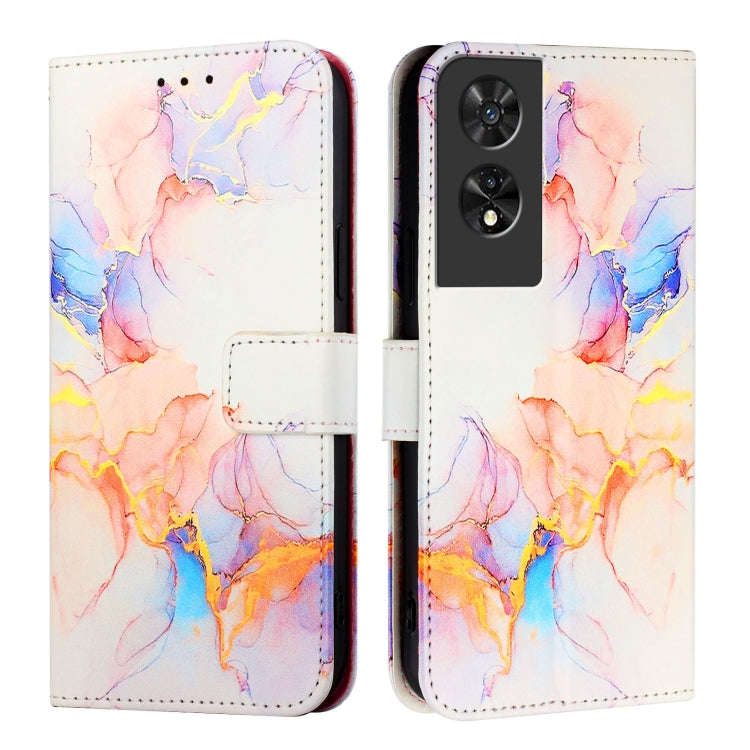 For TCL 505 PT003 Marble Pattern Flip Leather Phone Case(Galaxy Marble White)