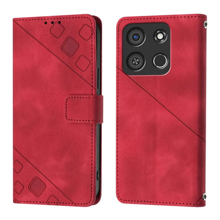 For Itel A05s Skin Feel Embossed Leather Phone Case(Red)