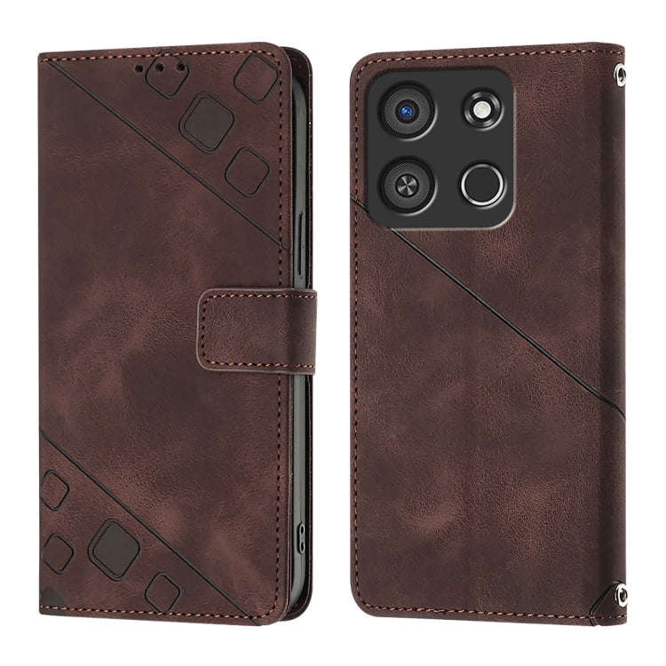 For Itel A05s Skin Feel Embossed Leather Phone Case(Brown)