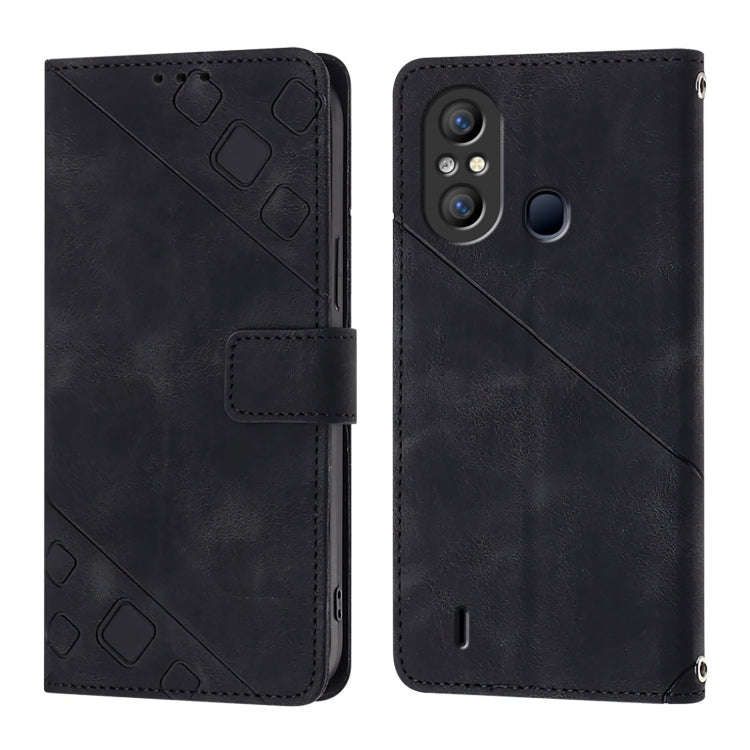 For Itel A58 / A49 Skin Feel Embossed Leather Phone Case(Black)