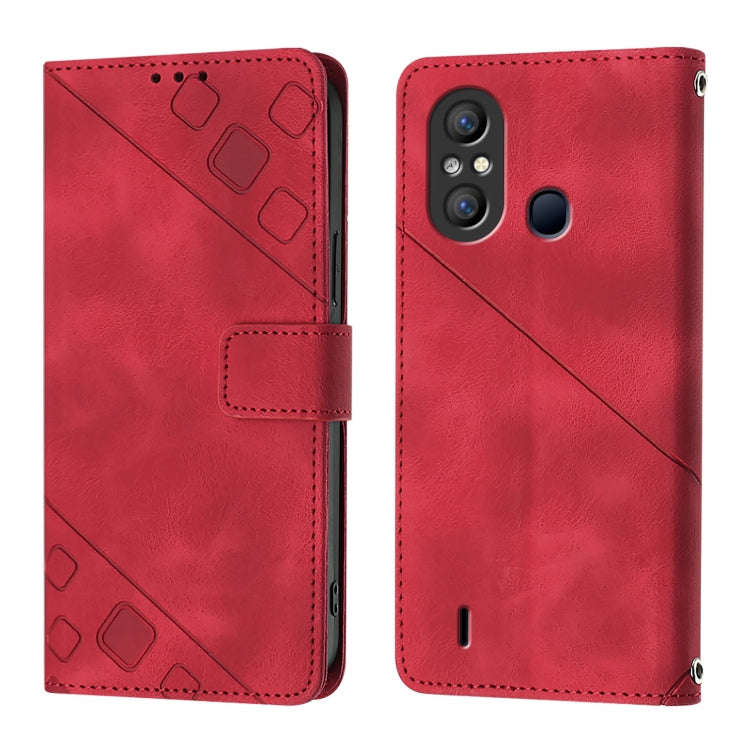 For Itel A58 / A49 Skin Feel Embossed Leather Phone Case(Red)