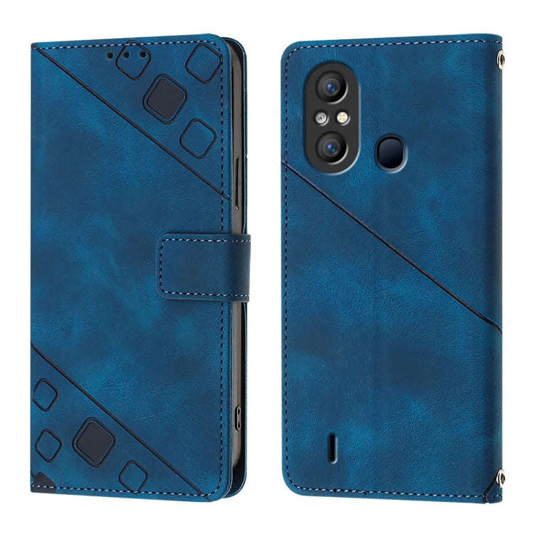 For Itel A58 / A49 Skin Feel Embossed Leather Phone Case(Blue)