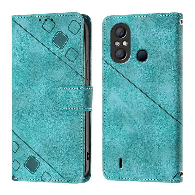 For Itel A58 / A49 Skin Feel Embossed Leather Phone Case(Green)