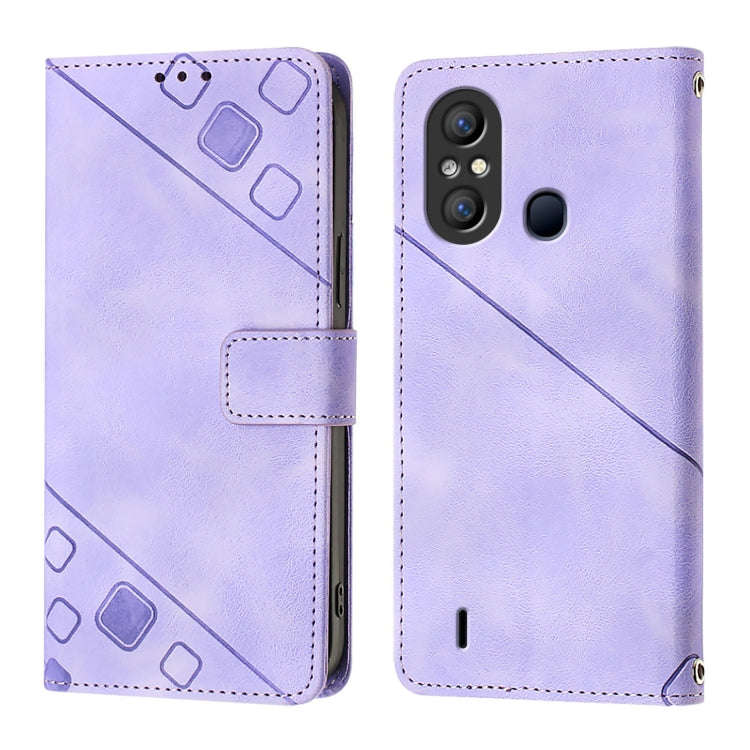 For Itel A58 / A49 Skin Feel Embossed Leather Phone Case(Light Purple)