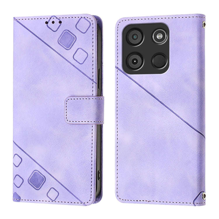 For Itel A60 / A60s Skin Feel Embossed Leather Phone Case(Light Purple)