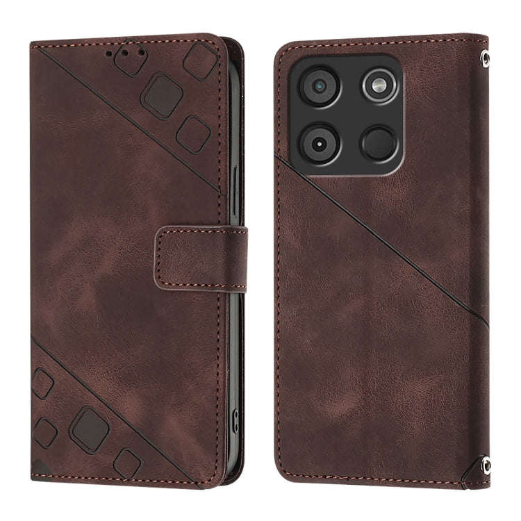 For Itel A60 / A60s Skin Feel Embossed Leather Phone Case(Brown)