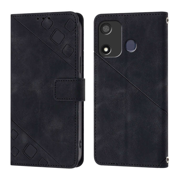 For Itel P17 / A27 Skin Feel Embossed Leather Phone Case(Black)