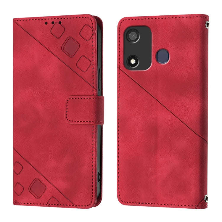 For Itel P17 / A27 Skin Feel Embossed Leather Phone Case(Red)