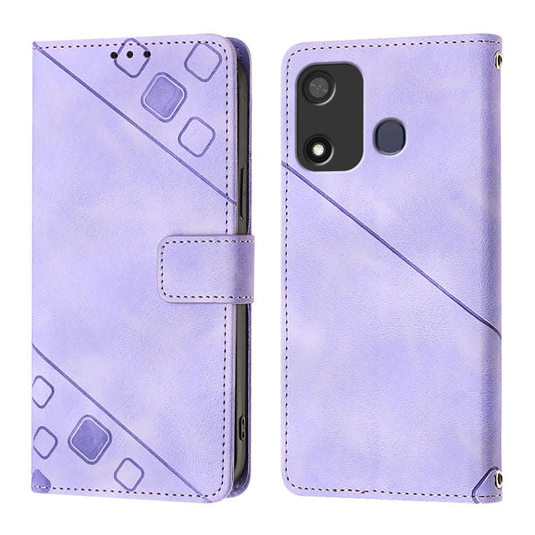 For Itel P17 / A27 Skin Feel Embossed Leather Phone Case(Light Purple)