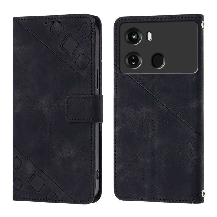 For Itel P40 Skin Feel Embossed Leather Phone Case(Black)