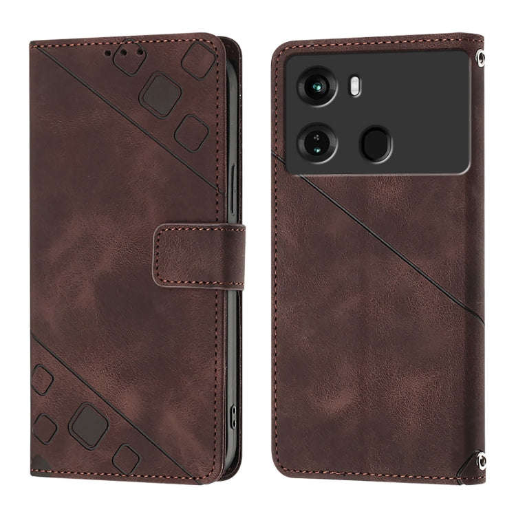 For Itel P40 Skin Feel Embossed Leather Phone Case(Brown)